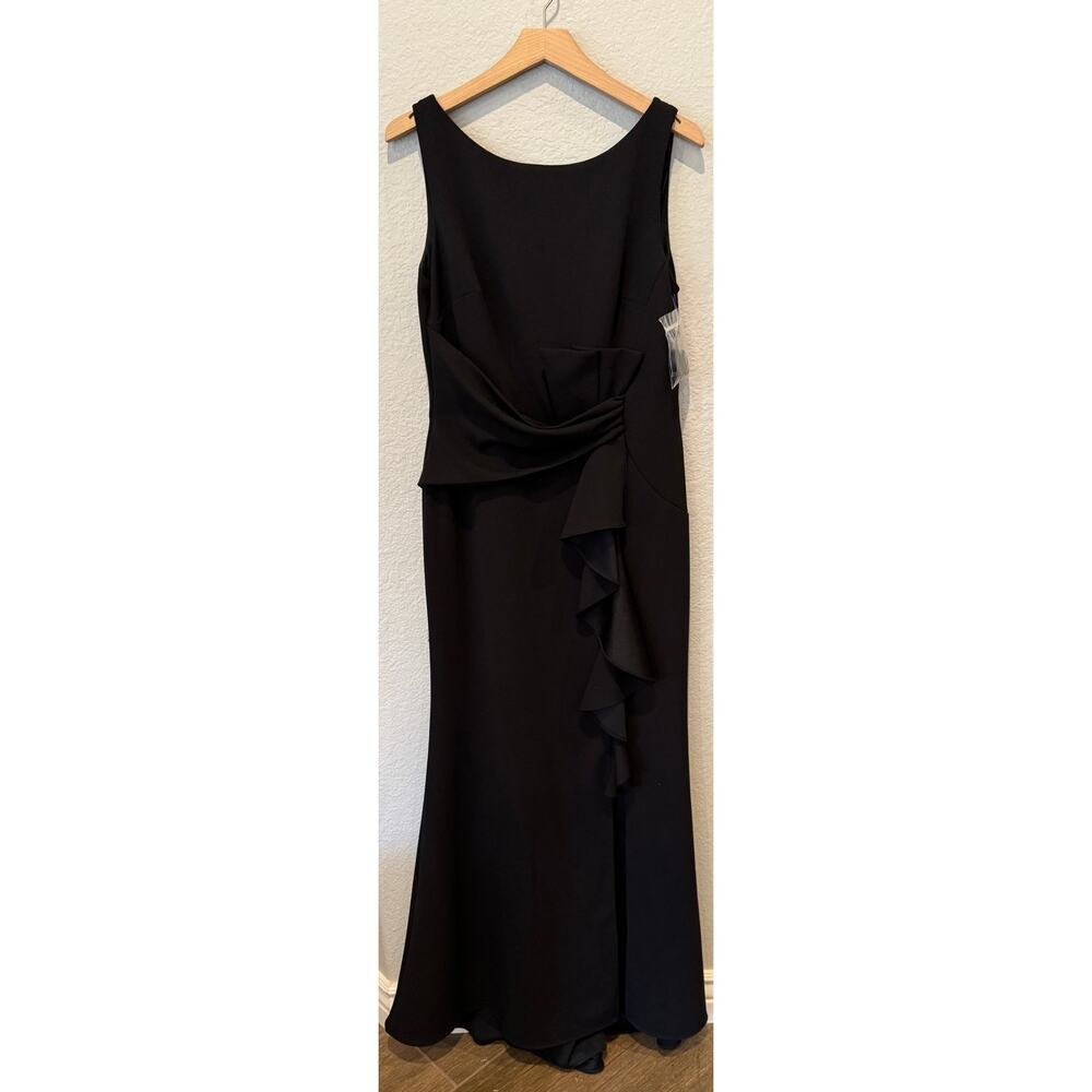NEW Betsy & Adam Christine Scuba Crepe Ruffle Bow Trumpet Gown Size 14 - Picture 9 of 10
